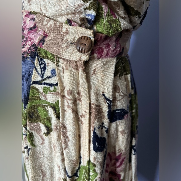 1940s- early 1950s floral peony barkcloth skirt and blouse set - Picture 11 of 15